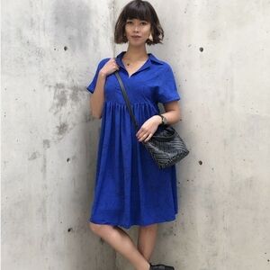 Ruti‎ Dress Blue Bird Sketch Short Sleeve